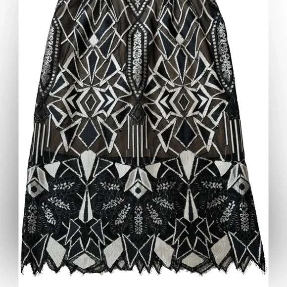 NWT BCBGMAXAZRIA Alese Floral Geometric Pattern Midi Dress - Picture 4 of 10